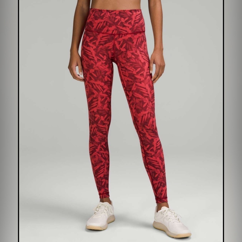 NWT Lululemon Wunder Under HR Tight 25" Spray Leaf Fireside Size 4